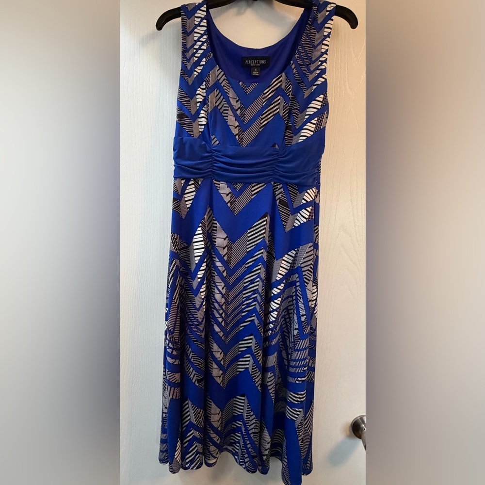 Perceptions New York Blue Chevron Pattern 2 Piece Dress- Women's